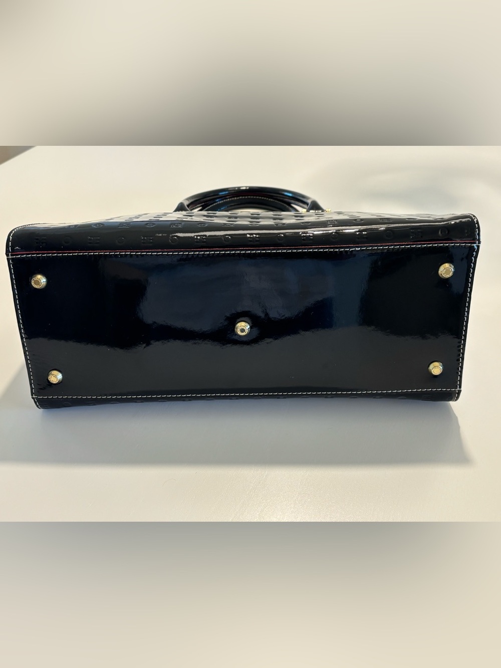 Arcadia Patent Leather Snakeskin Trim Satchel - Picture 12 of 14